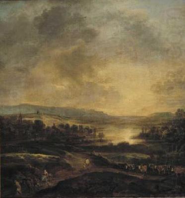 Aert van der Neer Hilly landscape at sunset. china oil painting image